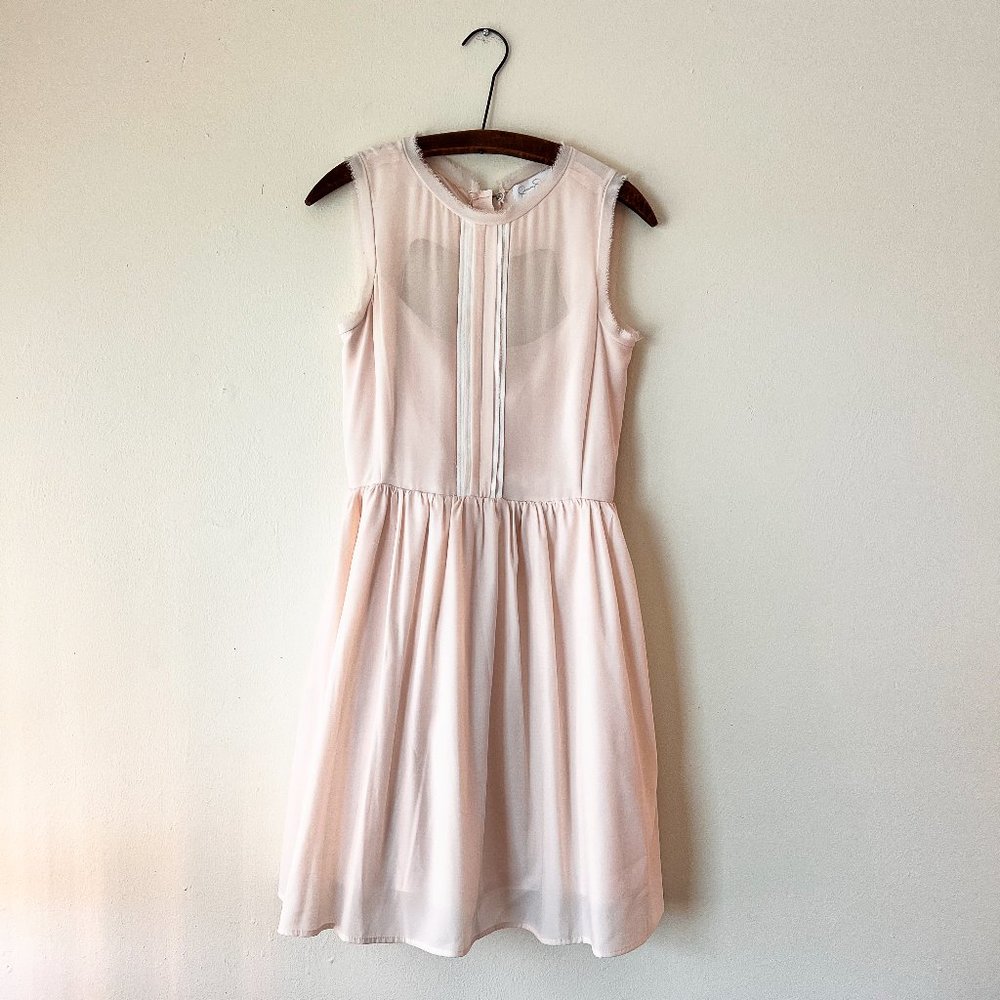 Pale Pink Jessica Simpson Lined Mini Bridal Shower Mini Silky Dress with Pockets